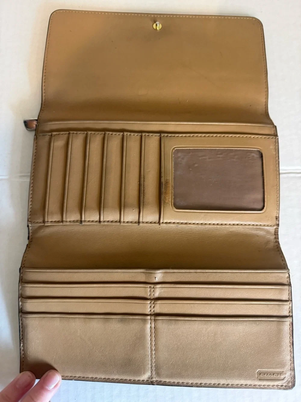 Coach Tan Women's Folding Wallet with Card Slots‎ and ID Window